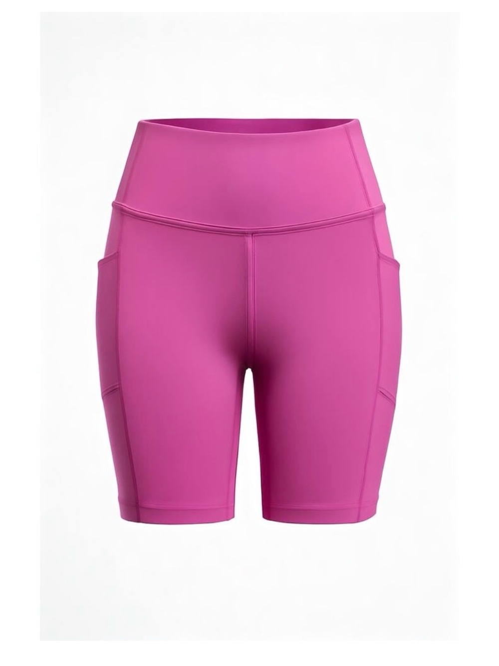 Figs High-Waist Magenta Bike Shorts with Side Pockets